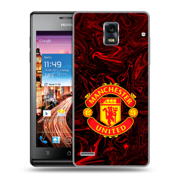 Пластиковый чехол на Huawei Ascend P1 с принтом Manchester United