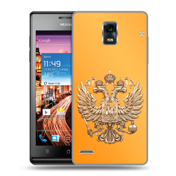 Пластиковый чехол на Huawei Ascend P1 с принтом Герб Флаг России
