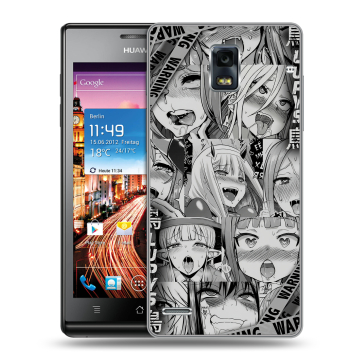 Пластиковый чехол на Huawei Ascend P1 с принтом Ahegao Ахегао Аниме