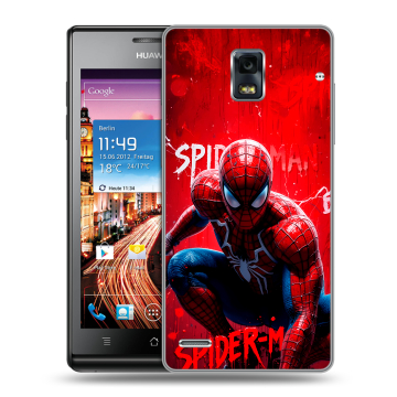 Пластиковый чехол на Huawei Ascend P1 с принтом Spiderman Человек паук Пластиковый чехол на Huawei Ascend P1 с принтом Spiderman Человек паук