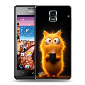 Пластиковый чехол на Huawei Ascend P1 с принтом Смешной кот