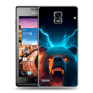 Пластиковый чехол на Huawei Ascend P1 с принтом Медведь
