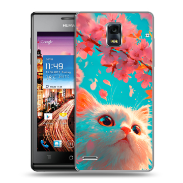 Пластиковый чехол на Huawei Ascend P1 с принтом Красивый кот