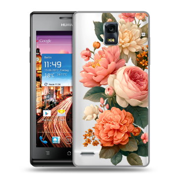Пластиковый чехол на Huawei Ascend P1 с принтом цветы