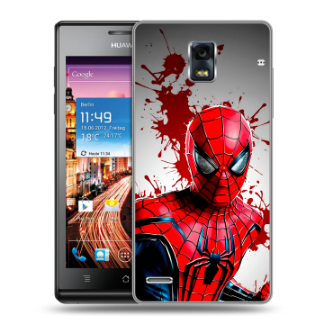 Пластиковый чехол на Huawei Ascend P1 с принтом Spiderman Человек паук