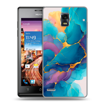 Пластиковый чехол на Huawei Ascend P1 с принтом Мрамор блестки