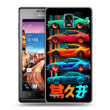 Пластиковый чехол на Huawei Ascend P1 с принтом машины тачки