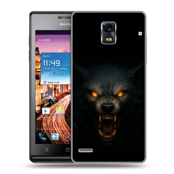 Пластиковый чехол на Huawei Ascend P1 с принтом Волк