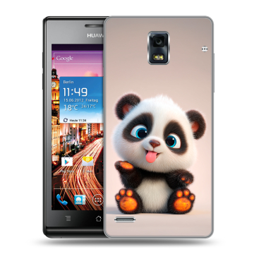 Пластиковый чехол на Huawei Ascend P1 с принтом милая панда