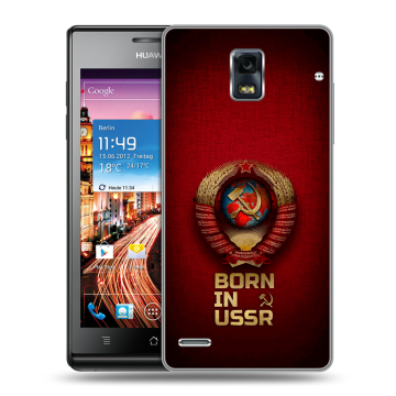 Пластиковый чехол на Huawei Ascend P1 с принтом Флаг Герб СССР