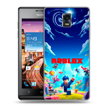 Пластиковый чехол на Huawei Ascend P1 с принтом Roblox Роблокс