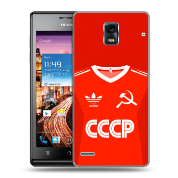 Пластиковый чехол на Huawei Ascend P1 с принтом Флаг Герб СССР