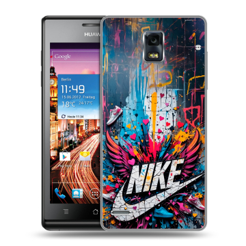 Пластиковый чехол на Huawei Ascend P1 с принтом Nike Найк