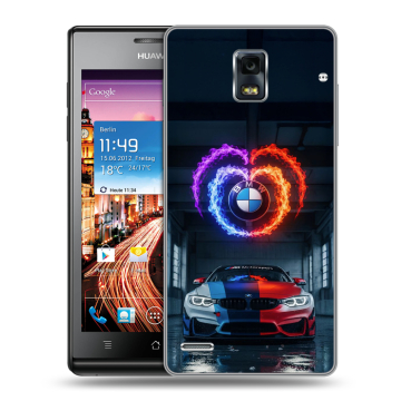 Пластиковый чехол на Huawei Ascend P1 с принтом BMW БМВ