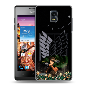 Пластиковый чехол на Huawei Ascend P1 с принтом Атака титанов