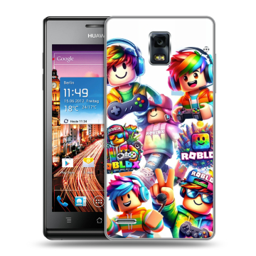 Пластиковый чехол на Huawei Ascend P1 с принтом Roblox Роблокс