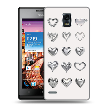 Пластиковый чехол на Huawei Ascend P1 с принтом Y2K сердечки