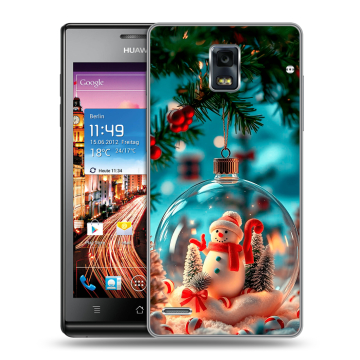 Пластиковый чехол на Huawei Ascend P1 с принтом Новый год