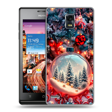 Пластиковый чехол на Huawei Ascend P1 с принтом Новый год