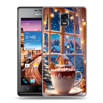 Пластиковый чехол на Huawei Ascend P1 с принтом Новый год