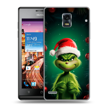 Пластиковый чехол на Huawei Ascend P1 с принтом Гринч Новый год Рождество