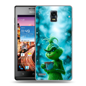 Пластиковый чехол на Huawei Ascend P1 с принтом Новый год гринч
