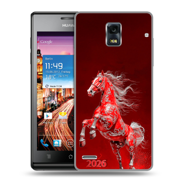 Пластиковый чехол на Huawei Ascend P1 с принтом Новый год