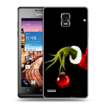Пластиковый чехол на Huawei Ascend P1 с принтом Новый год Гринч