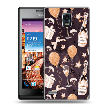 Пластиковый чехол на Huawei Ascend P1 с принтом Новый год
