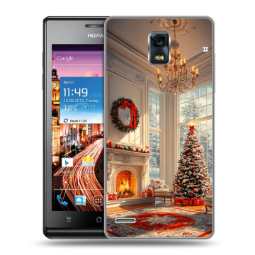 Пластиковый чехол на Huawei Ascend P1 с принтом Новый год