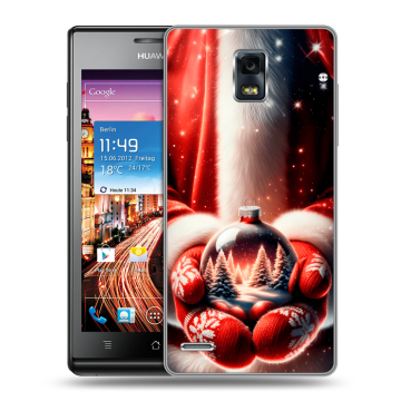Пластиковый чехол на Huawei Ascend P1 с принтом Новый год