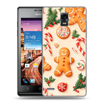 Пластиковый чехол на Huawei Ascend P1 с принтом Новый год