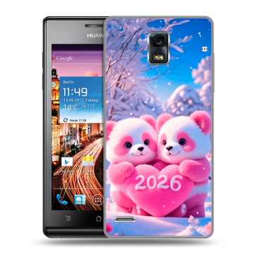 Пластиковый чехол на Huawei Ascend P1 с принтом Новый год