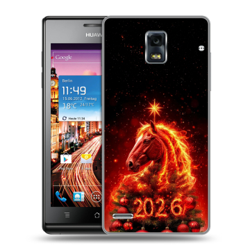 Пластиковый чехол на Huawei Ascend P1 с принтом Новый год