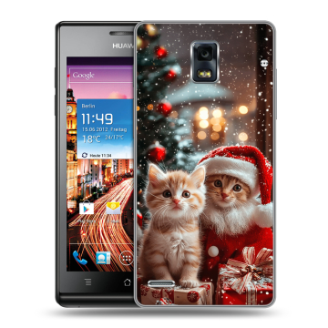 Пластиковый чехол на Huawei Ascend P1 с принтом Новый год