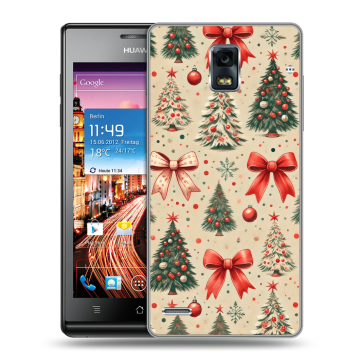 Пластиковый чехол на Huawei Ascend P1 с принтом Новый год