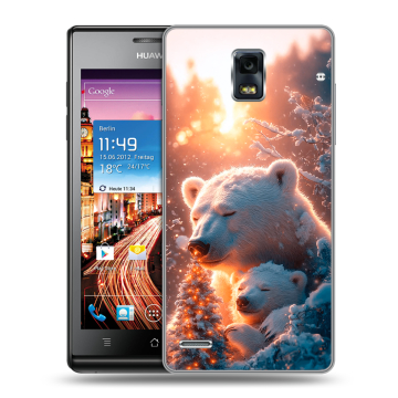 Пластиковый чехол на Huawei Ascend P1 с принтом Новый год
