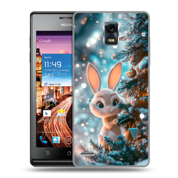 Пластиковый чехол на Huawei Ascend P1 с принтом Новый год