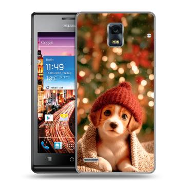 Пластиковый чехол на Huawei Ascend P1 с принтом Новый год