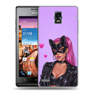 Пластиковый чехол на Huawei Ascend P1 с принтом женский
