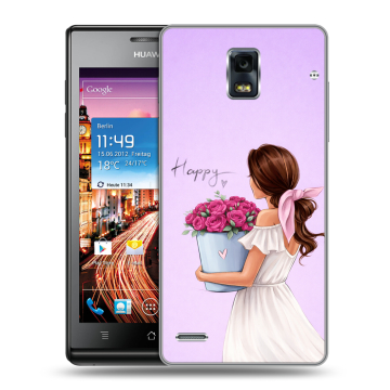 Пластиковый чехол на Huawei Ascend P1 с принтом женский
