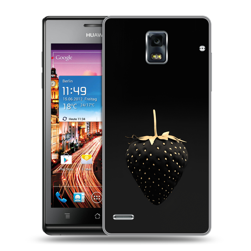 Пластиковый чехол на Huawei Ascend P1 с принтом Черная клубника Пластиковый чехол на Huawei Ascend P1 с принтом Черная клубника