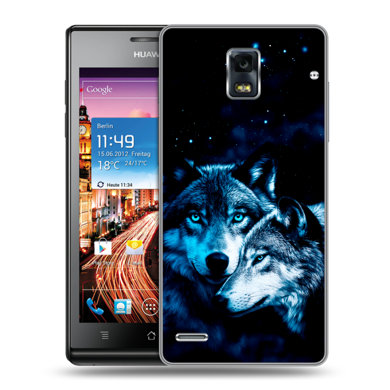 Пластиковый чехол на Huawei Ascend P1 с принтом Волки Пластиковый чехол на Huawei Ascend P1 с принтом Волки