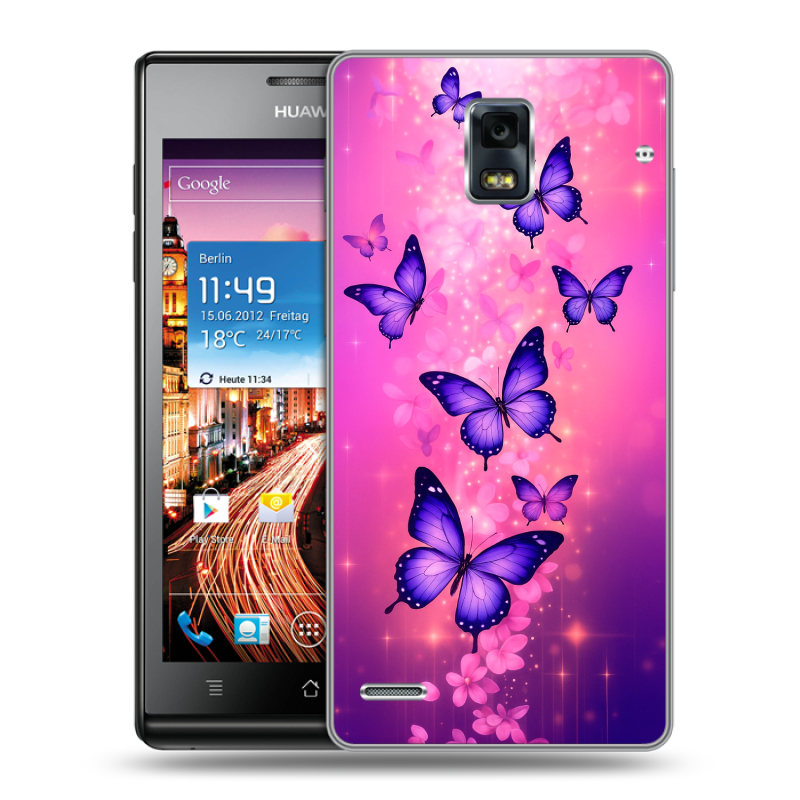 Пластиковый чехол на Huawei Ascend P1 с принтом Бабочки Пластиковый чехол на Huawei Ascend P1 с принтом Бабочки