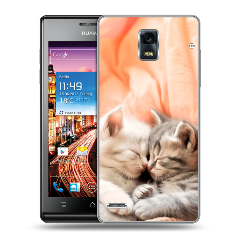 Пластиковый чехол на Huawei Ascend P1 с принтом Котята Пластиковый чехол на Huawei Ascend P1 с принтом Котята