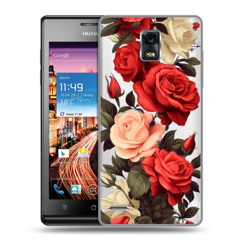 Пластиковый чехол на Huawei Ascend P1 с принтом Розы Пластиковый чехол на Huawei Ascend P1 с принтом Розы