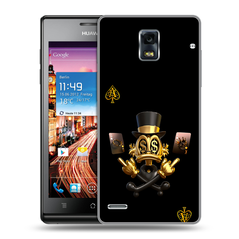 Пластиковый чехол на Huawei Ascend P1 с принтом Золотой скрудж макдак Пластиковый чехол на Huawei Ascend P1 с принтом Золотой скрудж макдак