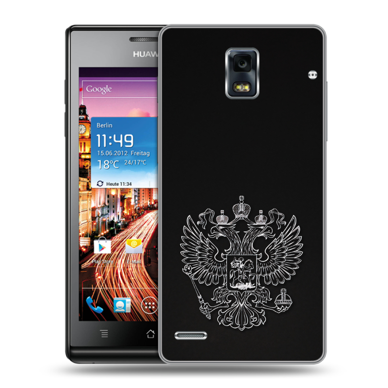 Пластиковый чехол на Huawei Ascend P1 с принтом Герб России Пластиковый чехол на Huawei Ascend P1 с принтом Герб России