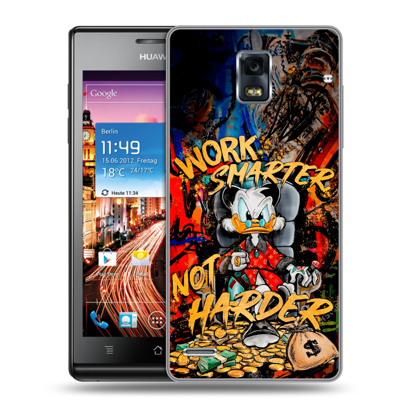 Пластиковый чехол на Huawei Ascend P1 с принтом Дональд Дак Деньги Пластиковый чехол на Huawei Ascend P1 с принтом Дональд Дак Деньги