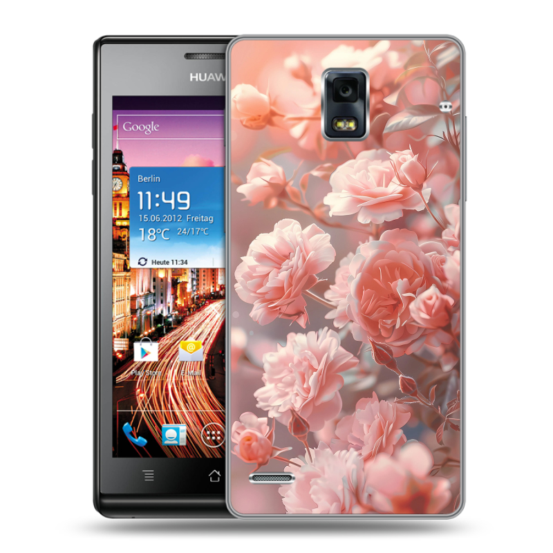 Пластиковый чехол на Huawei Ascend P1 с принтом Розовые розы Пластиковый чехол на Huawei Ascend P1 с принтом Розовые розы